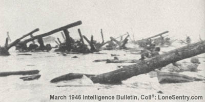 [The German Navy believed an Allied landing would be made only at high tide, and would be extremely hazardous because of rocks and obstacles.]